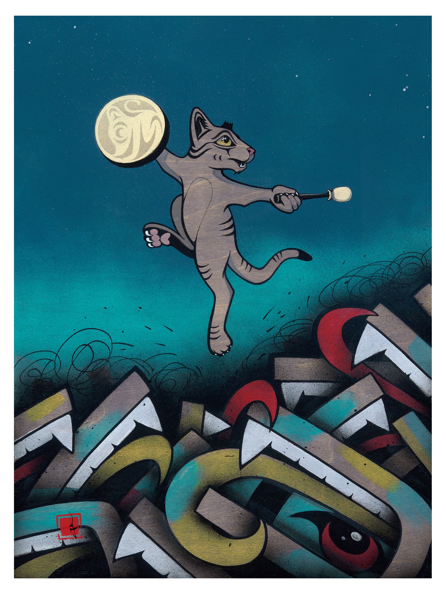"Rez Cat Forgives His Enemies" By Louie Gong